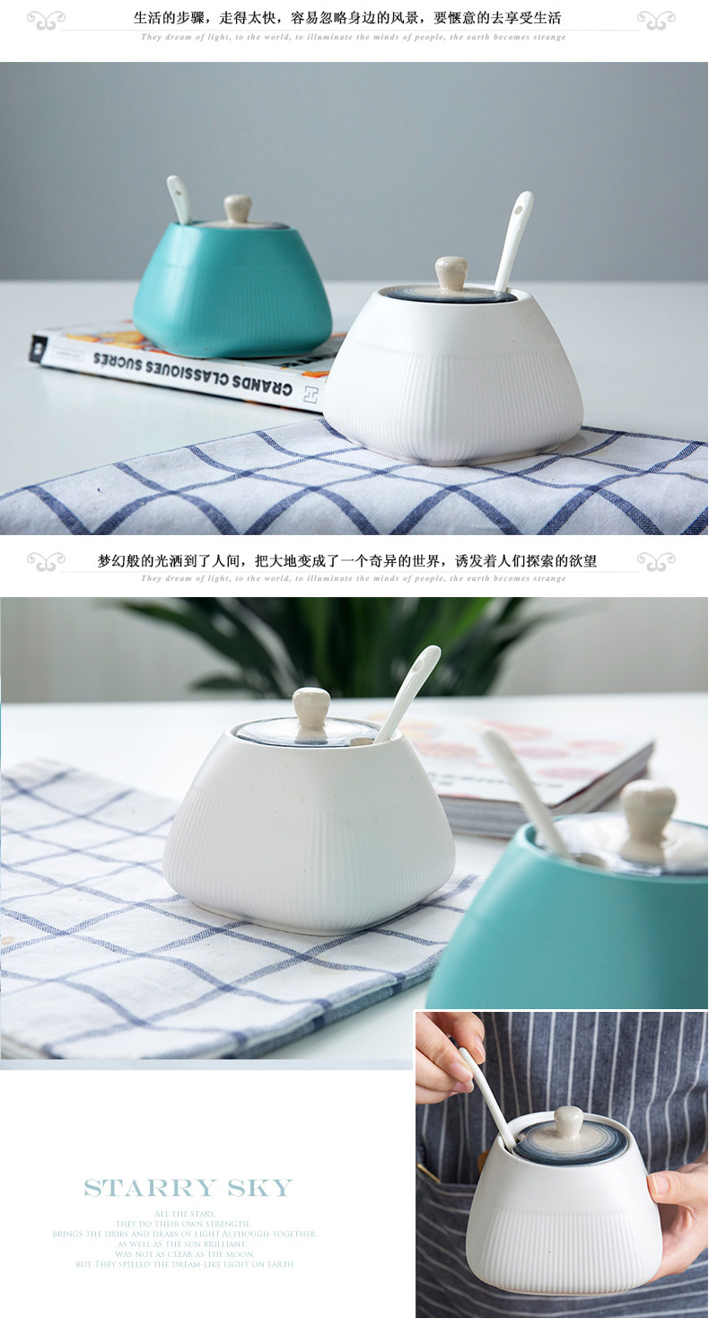 Jian Lin boreal Europe style ceramic pot kitchen condiment GuanPing with cover with seasoning bottles of stars