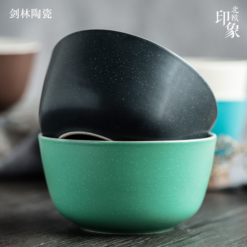 European creative ceramic bowl of soup bowl rainbow such as bowl to eat rice bowl 4.5 inch household bowl of rice bowls Nordic impression