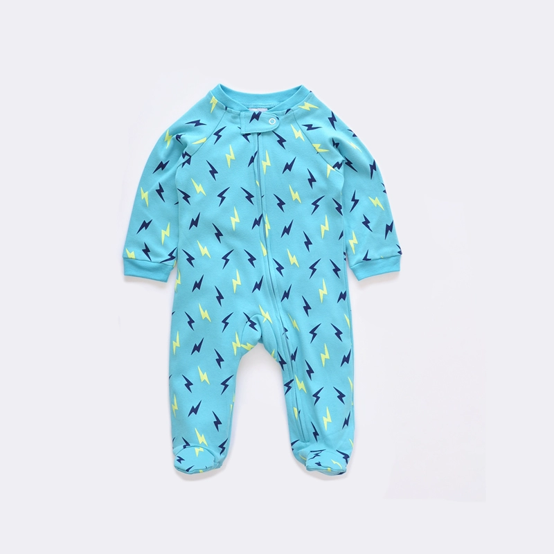 Áo khoác nỉ nam nữ ngoại thương romper cotton một mảnh, khóa kéo thoải mái, mặc nhanh đi tiệc trăm ngày, áo len chân dài tay romper - Áo liền quần