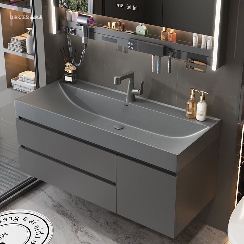 Simple and Smart Bathroom Cabinet Set with Integrated Skin-Friendly Washbasin, Large Ocean Basin for Washing and Grooming in the Bathroom Simple and Smart Bathroom Cabinet Set with Integrated Skin-Friendly Washbasin, Large Ocean Basin for Washing and Grooming in the Bathroom