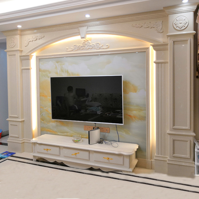 Princess stone Roman column TV Background wall Living room Modern European style 3D Microcrystalline stone Film and TV wall marble rims