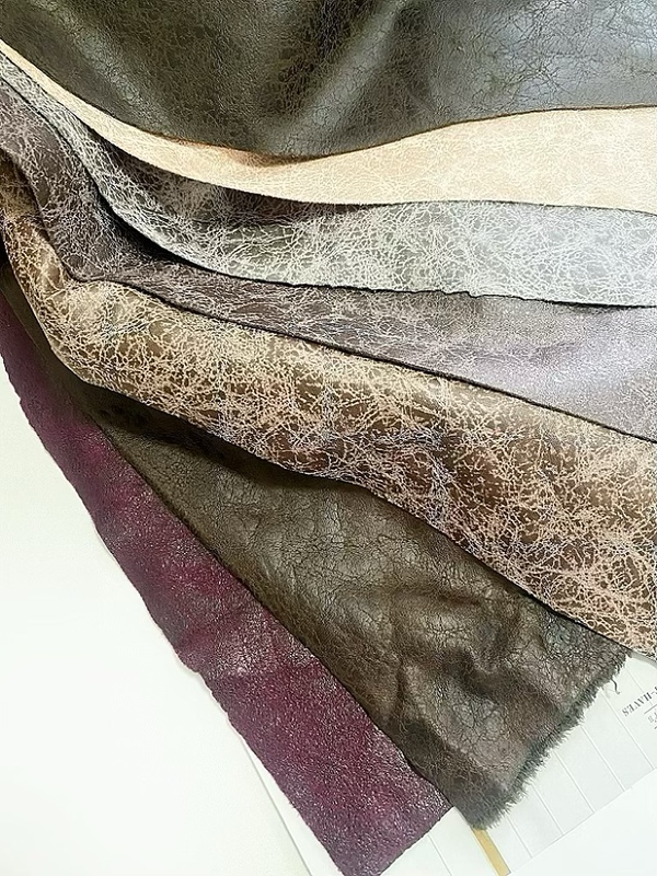 Multi-Color Cracked Suede Fabric, Delicate Elastic Soft Jacket, Catwalk Dress, Imitation Leather Fabric