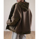 Wuge New Winter Clothes 2021 New Women's Korean Style Loose Large Hooded Leopard Print Spliced ​​​​Lamb Wool Cotton Coat Jacket for Women