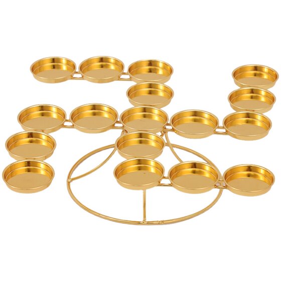 双层合金酥油灯座108盏蜡烛台七星莲花座佛供灯架长明灯佛具用品