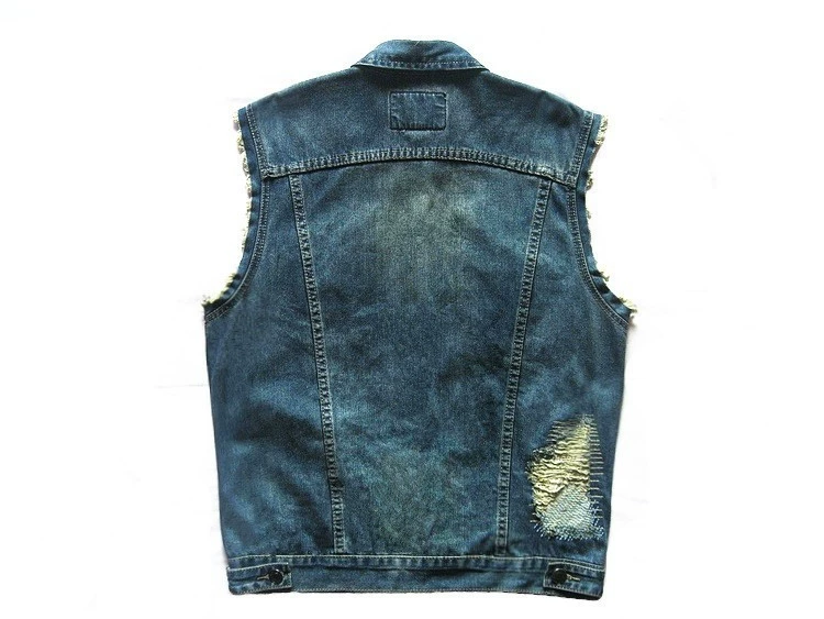 Moto Harley Party denim vest làm cũ vá viền vest nam huy hiệu quà tặng đặc biệt kích thước lớn - Dệt kim Vest