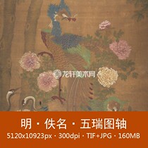 Ming Dynasty Name Five Ritutus Axis Ming Dynasty Paintsurnamed Phoenix Xianghe Yuanyang Peony Worker Pen Flower Bird Painting Electronic