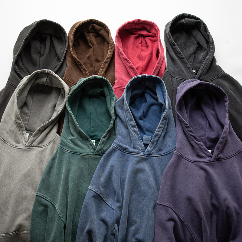 Japanese-Style Trendy Brand 420g Heavyweight Pure Cotton Batik Washed Vintage Hoodie for Men, Loose Base Shirt, Trendy Jacket Japanese-Style Trendy Brand 420g Heavyweight Pure Cotton Batik Washed Vintage Hoodie for Men, Loose Base Shirt, Trendy Jacket