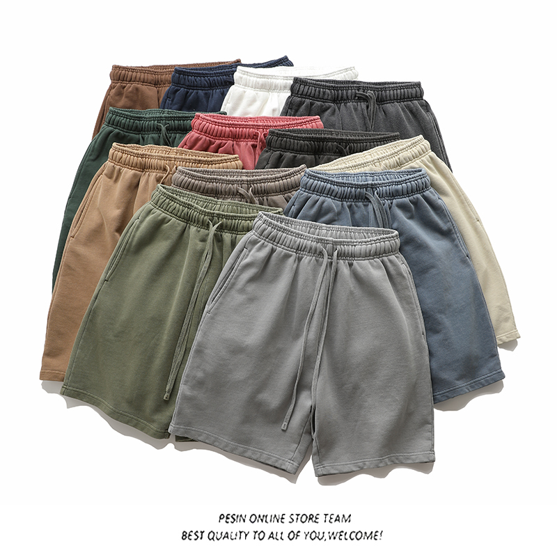 American Retro Heavy-Duty 420g Batik Washed Vintage Workwear Casual Shorts Men's Trendy Brand Sports Pure Cotton Five-Point Shorts