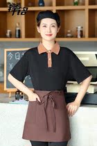 Turn Collar Short Sleeve Workwear Summer Loose T-shirt Customised Fruit Milk Tea Coffee Convenience Store Supermarket Cashier Inprint