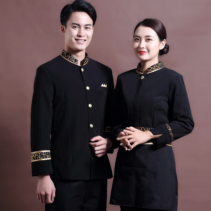 Hotel overalls autumn and winter Teahouse Chinese restaurant catering hot pot hotel waitress long sleeve uniform thickened