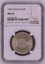 1952 Macau silver coin 5 yuan 5 yuan 5 yuan NGC graded coin MS64 points