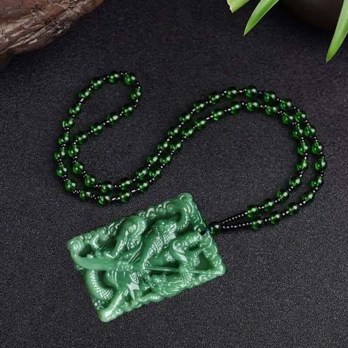 Живая взрывчатая двойная скульптурная имитация скульптуры обсидиан Гуань Понглин Мужское богатство Бога Боже Гуань Югуань эр Йе ожерелье