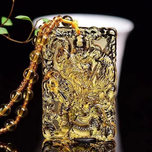 Живая взрывчатая двойная скульптурная имитация скульптуры обсидиан Гуань Понглин Мужское богатство Бога Боже Гуань Югуань эр Йе ожерелье