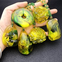 Imitation Brazilian green silk Amber sweater chain imitation beeswax fashion ethnic pendant gift retro Joker Jewelry necklace
