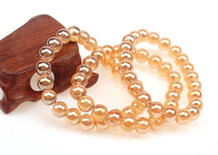 Chống dao cào hạt thủy tinh Vòng đeo tay Cấu hình cao Không đổi màu Pha lê 6-14MM zircon Champagne Vòng đeo tay Quà tặng - Vòng đeo tay Clasp vong deo tay