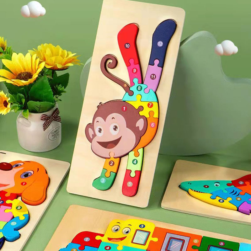 Early childhood three-dimensional puzzle baby Early teaching Puzzle Building Blocks Toys 2-6-year-old male girl wood 3D Zhili Development