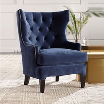 American country solid wood tiger chair fabric sofa chair balcony high backrest pull buckle leisure living room single sofa