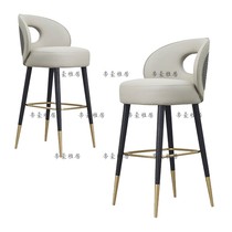 European light luxury solid wood creative high stool modern simple backrest bar chair bar chair bar chair American bar chair
