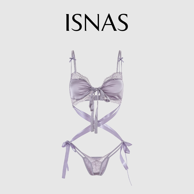 French Isnas Sexy Bodysuit Pure Desire Lace-Up Bra Cross Ribbon Three-Point Uniform 2025 Summer
