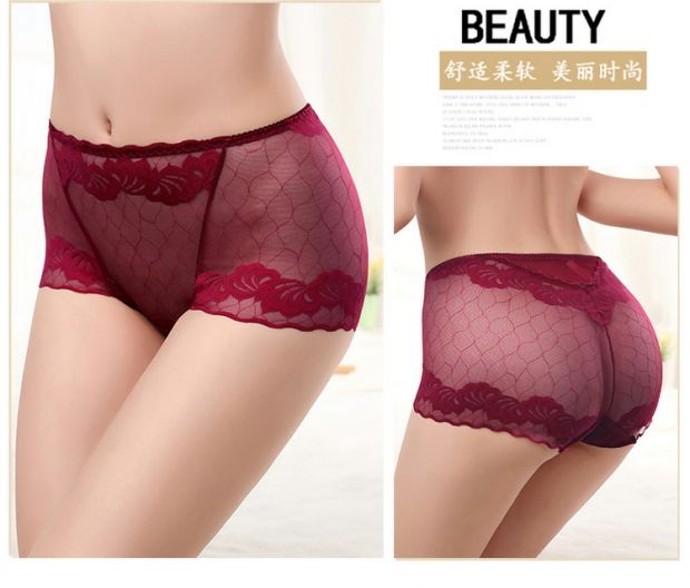 Quần lót nữ eo cao kích thước lớn mm200 pounds nụ lụa màn hình sợi hông rỗng gợi cảm 100% cotton tập tin không dấu vết đồ lót cao cấp
