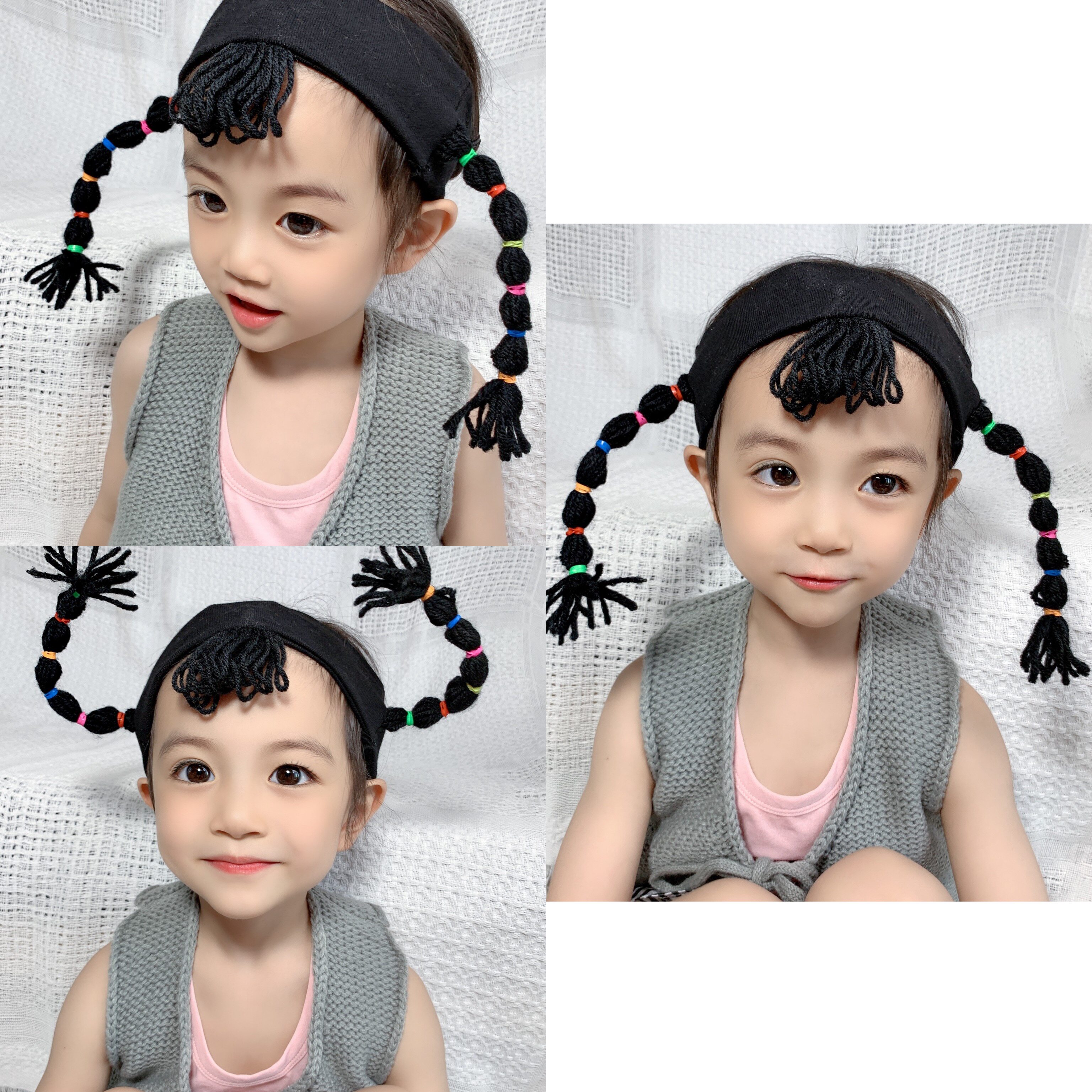 Spring and Autumn Baby Wig Braid with Korean Baby Full Moon Hundred Days Take Cartoon Baby Hairdress Headdress