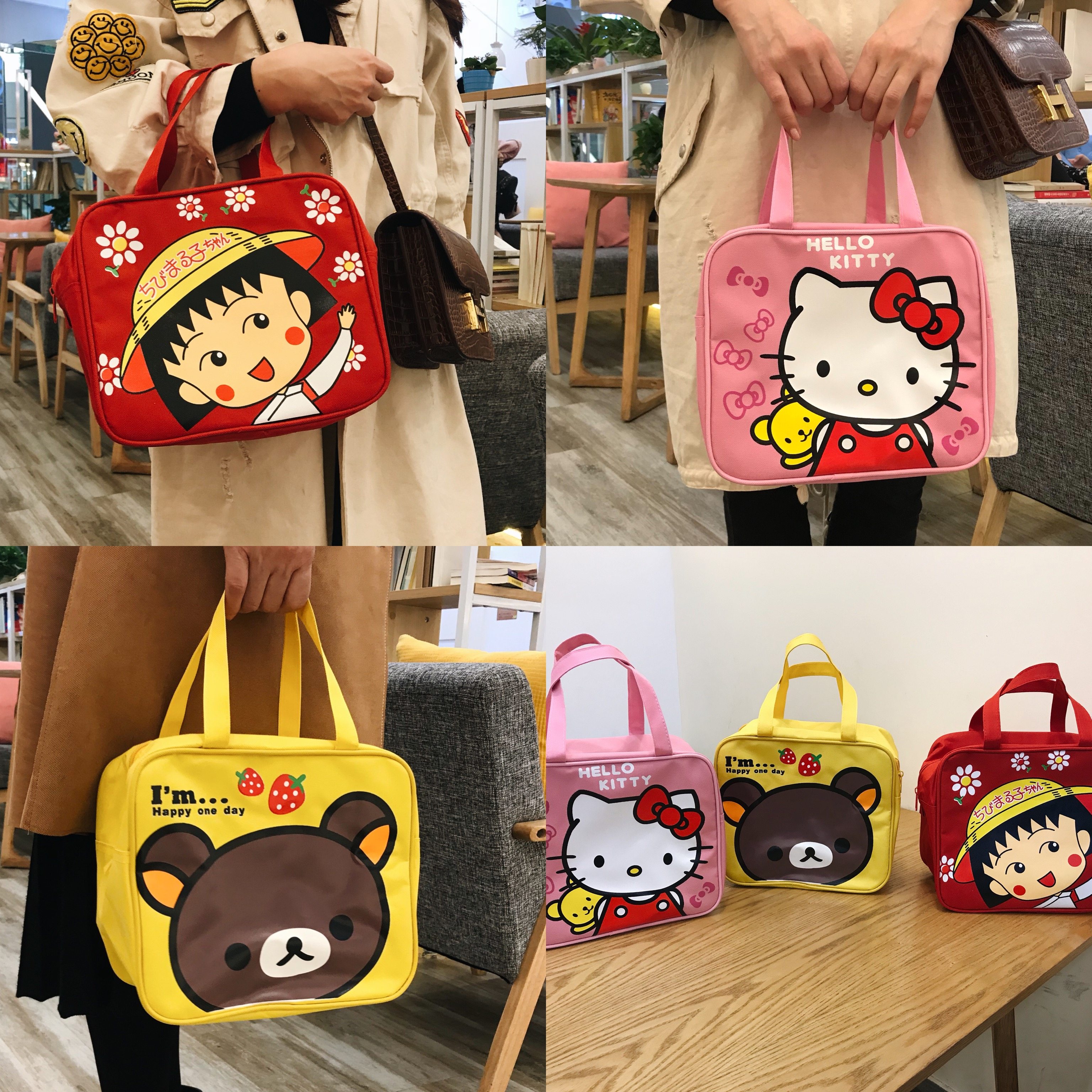 Cartoon pattern multi-functional super aunt Mi bag Hand bag Mother and baby bag waiting bag Portable Yan value bag