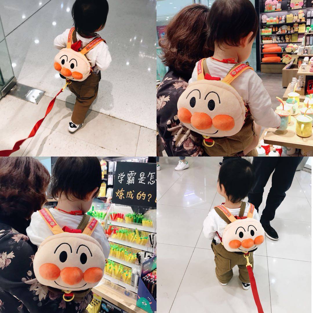 Exit Japanese bread Superman baby cartoon anti-loss backpack traction rope baby small backpack double shoulder bag-Taobao