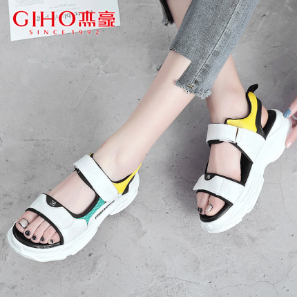 chic凉鞋女夏2018新款韩版百搭平底松糕鞋原宿