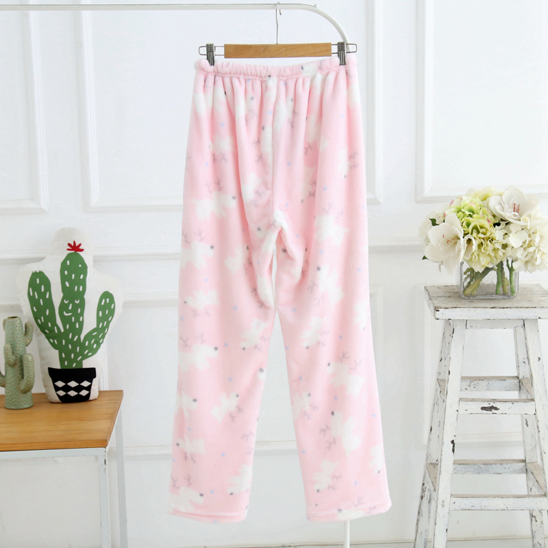 Bộ đồ ngủ flannel mới mùa thu và mùa đông dày ấm áp cho phụ nữ tươi mát và thoải mái quần thun dài nữ