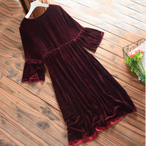 Velvet dress 2021 New Spring little black dress mulberry silk silk slim trumpet sleeve long dress