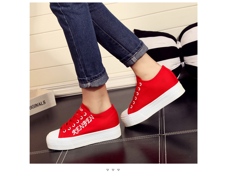夏季女生帆布鞋女内增高小白鞋韩版女款休闲鞋