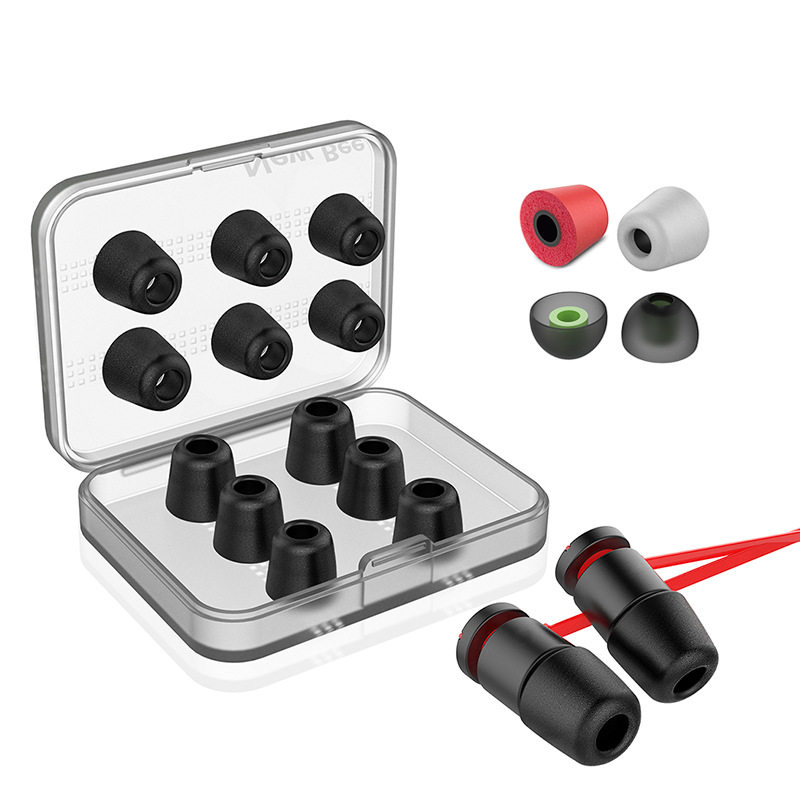 Comfort high-end silicone gel slow rebound memory sponge earbuds with containing box in-ear noise reduction earcap C set earplugs-Taobao