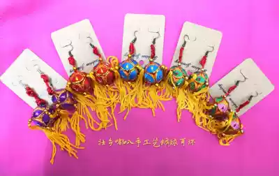 Guangxi Jingxi old state ethnic style handmade hydrangea earrings accessories fashion new drop earrings retro little doodle