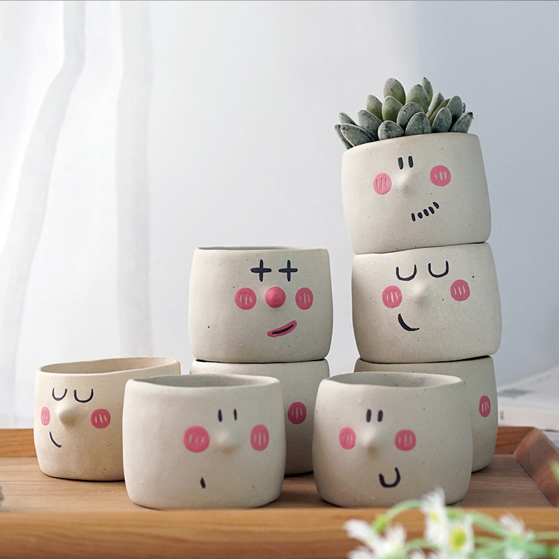 Cornetto meat basin Home Decorative Hand-painted Clay Fine Control Flower Pots Small Vases Original Design Mini-to-hand salute