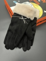 Winter Warm Gloves Deerskin Plush Thickening Ladies Outdoor Cycling Driving Fashion Plush Touch Screen Windproof and Cold Resistant