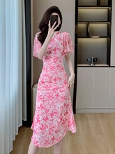 MONKOLCINLY2024 Summer New Ancient and Elegant Qipao Fishtail Skirt with Temperament and Age Reducing Chiffon Printing Collection