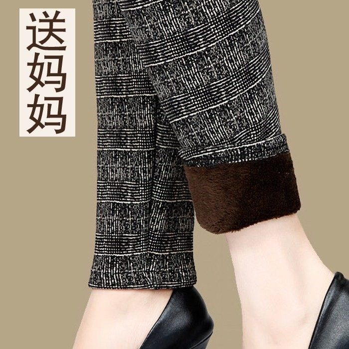 O middle-aged and elderly warm pants women's plus velvet inner wear cotton pants high waist loose large size elderly bottoming mother wear thin section O