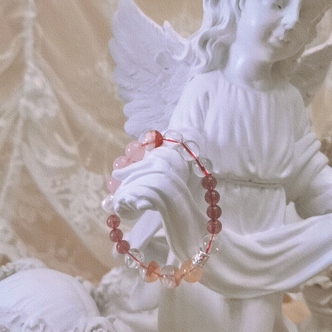 "Peach Gum Flower" Original Design Red Gum Flower White Crystal Powder Crystal Strawberry Crystal Pearl Crystal Hand