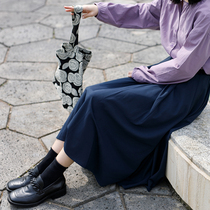 Flower gig Q133 Tibetan cyan 100 lap high waist pituitary sensation not to be in hip Japanese touch Shirting Umbrella Skirt Half Body Dress A dress