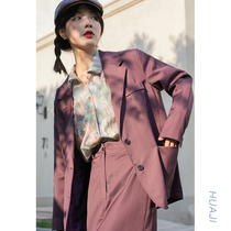 Flower gig A589 black retro casual suit jacket 2021 The new female Han version loot the early autumn blouses