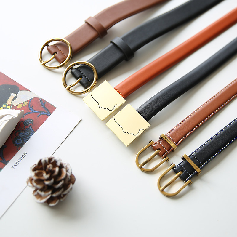 Hanayoshi P919 black smiley bright line ring belt women's clothing with jeans wild belt