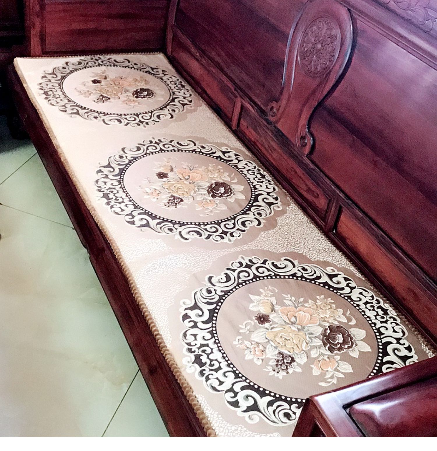 Trung Quốc sofa gỗ hồng đệm nhà phòng khách vải sang trọng đệm châu Âu đệm văn phòng bốn mùa thảm chống trượt - Ghế đệm / đệm Sofa thảm trải ghế