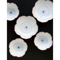 Spot Japanese imported Pozaki hand-painted blue and white Platycodon grandiflorum flower-shaped small plate small Bowl Japanese cuisine food ware