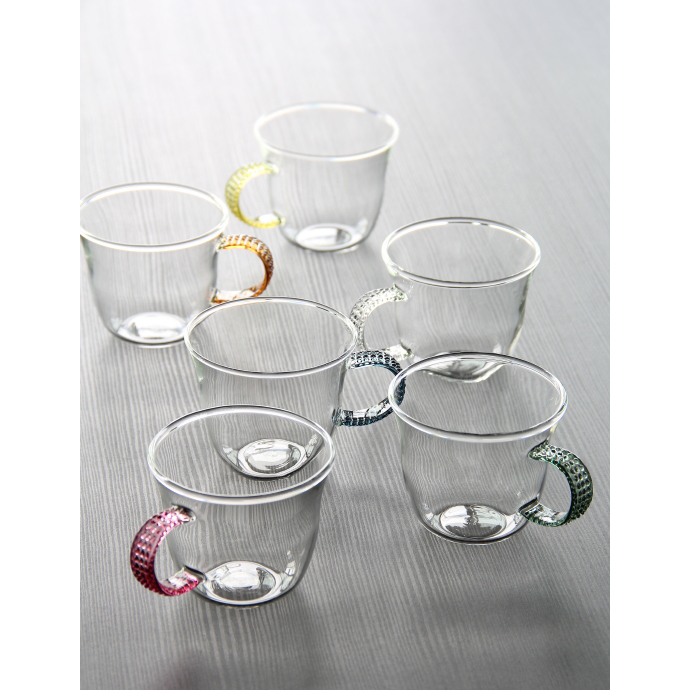 Spot Japan imports nitrogen writers manually blow necklace heat-resistant transparent glass cup red tea cup