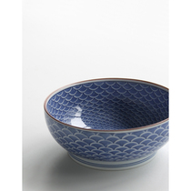 Off-the-shelf imported from Japan you tian shao green waves 14cm blue-and-white bowl medium bowl Japanese box
