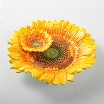 Ceramic fruit bowl candy bowl fruit bowl fruit pan bread pan decorative breakfast plate two-cell dip plate sunflowers