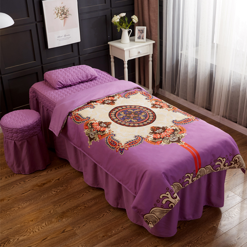 Beauty khăn trải giường gia đình bốn thẩm mỹ viện và mát-xa giường dày bao phủ với lỗ bông trải giường nhỏ gọn châu Âu - Trang bị tấm bộ ga giường spa