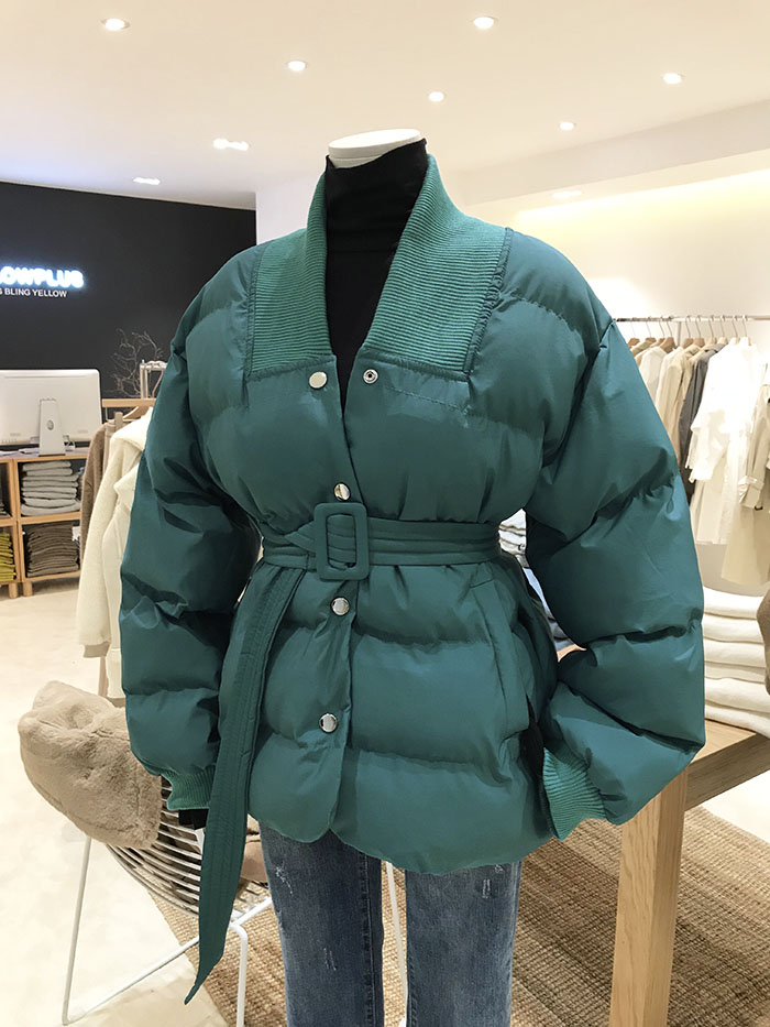 2018 mùa đông mới phiên bản Hàn Quốc của Chic retro không có cổ áo có đệm bông làm ấm áo khoác cotton nữ áo khoác lông vũ nữ dáng dài