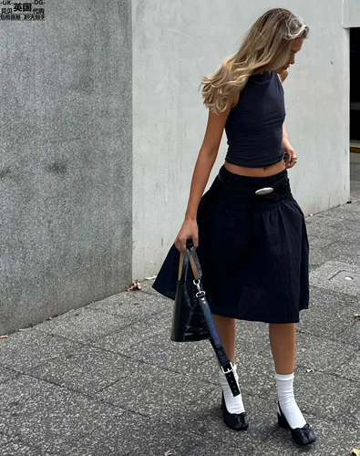 Мотель Rocks Women's British Direct Mail Uo подлинная покупка Neleta Pats Black Middle Skirt