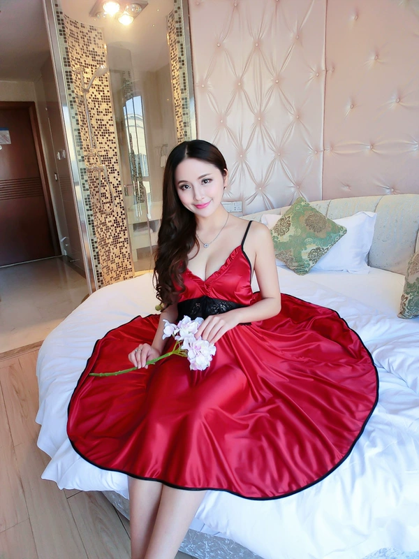 Váy ngủ phụ nữ mùa hè cắt thấp cám dỗ sexy đẹp thời trang mát mẻ đồ ngủ mùa hè mỏng cộng với kích thước lỏng lẻo - Đêm đầm